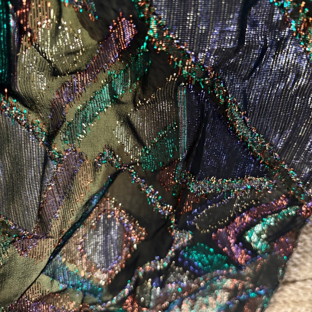 Sheer Sparkle Scarf,‎ Abstract Print, Elegant Evening Accessory - Picture 4 of 6